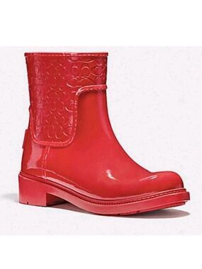 COACH | Millie Signature rain boots in red rubber Sz 6